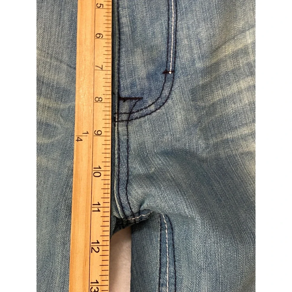 Halifax Mens Straight Leg Jeans Light Blue‎ Denim 38W 34L Embroidered Pockets